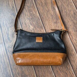 Roots Black & Tan Crossbody Shoulder Bag Faux Leather